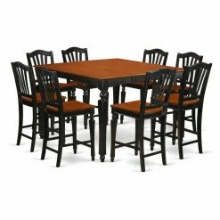 Brand new 😍 Square East West Furniture Chelsea 9 Piece High Splat Dining Table Set 👏 -Kitchen Sales Store detail2EASE1140