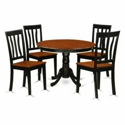 Best Sale 👏 Round East West Furniture Hartland 5 Piece Splat Back Dining Table Set 🔥 -Kitchen Sales Store detail2EASE698