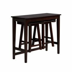 Best Sale 🎁 Rectangle Furniture Of America Secci 3-Piece Bar Table Set - Espresso 😍 -Kitchen Sales Store detail2ENLB5506