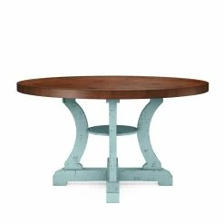 Budget 😍 Round Furniture Of America Mudd 5-Piece Dining Table Set - Antique Blue ⭐ -Kitchen Sales Store detail2ENLB5555