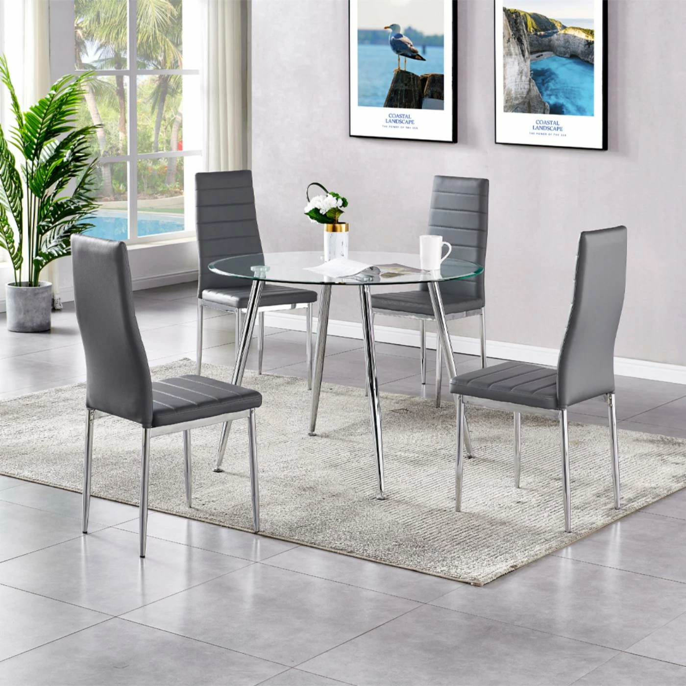 Best deal ❤️ Round Best Master Furniture Trina 5 Piece Modern Dinette Set - Black ⌛ 5 Best deal ❤️ Round Best Master Furniture Trina 5 Piece Modern Dinette Set - Black ⌛ - Image 3