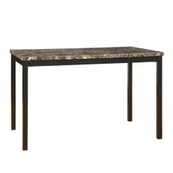 Buy 🔥 Chelsea Lane Rectangle Weston Home Tempe 5-Piece Metal Table With Faux Marble Top Dining Set - Dark Brown 🧨 -Kitchen Sales Store detail2HME2610