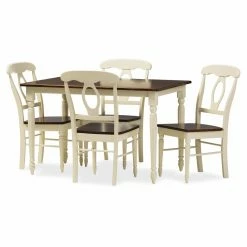 Promo 🧨 Rectangle Baxton Studio Napoleon 5 Piece Dining Table Set 🥰 -Kitchen Sales Store detail2WSI2829