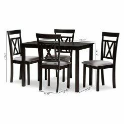 Hot Sale 👏 Rectangle Baxton Studio Rosie 5 Piece Contemporary Dining Set 😉 -Kitchen Sales Store detail2WSI4059
