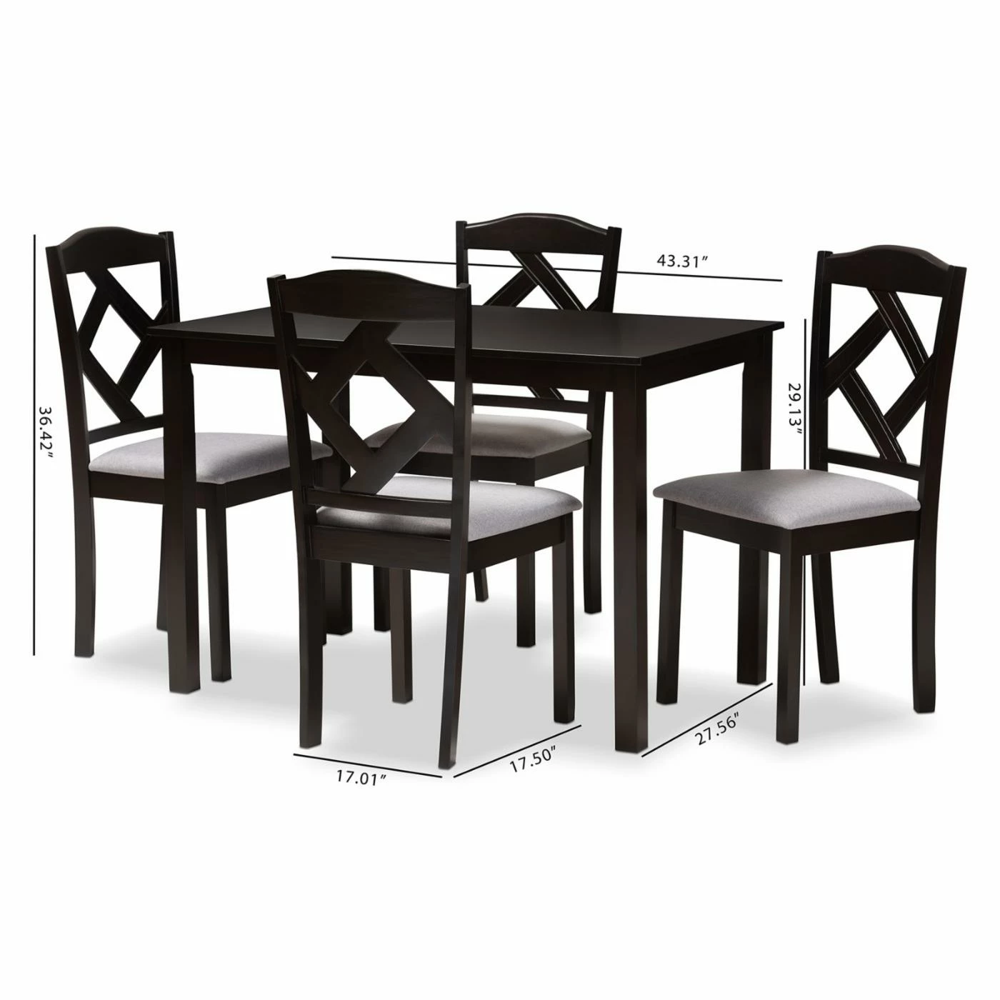 Wholesale π₯ Rectangle Baxton Studio Ruth 5 Piece Contemporary Dining Set β 6 Wholesale π₯ Rectangle Baxton Studio Ruth 5 Piece Contemporary Dining Set β - Image 4