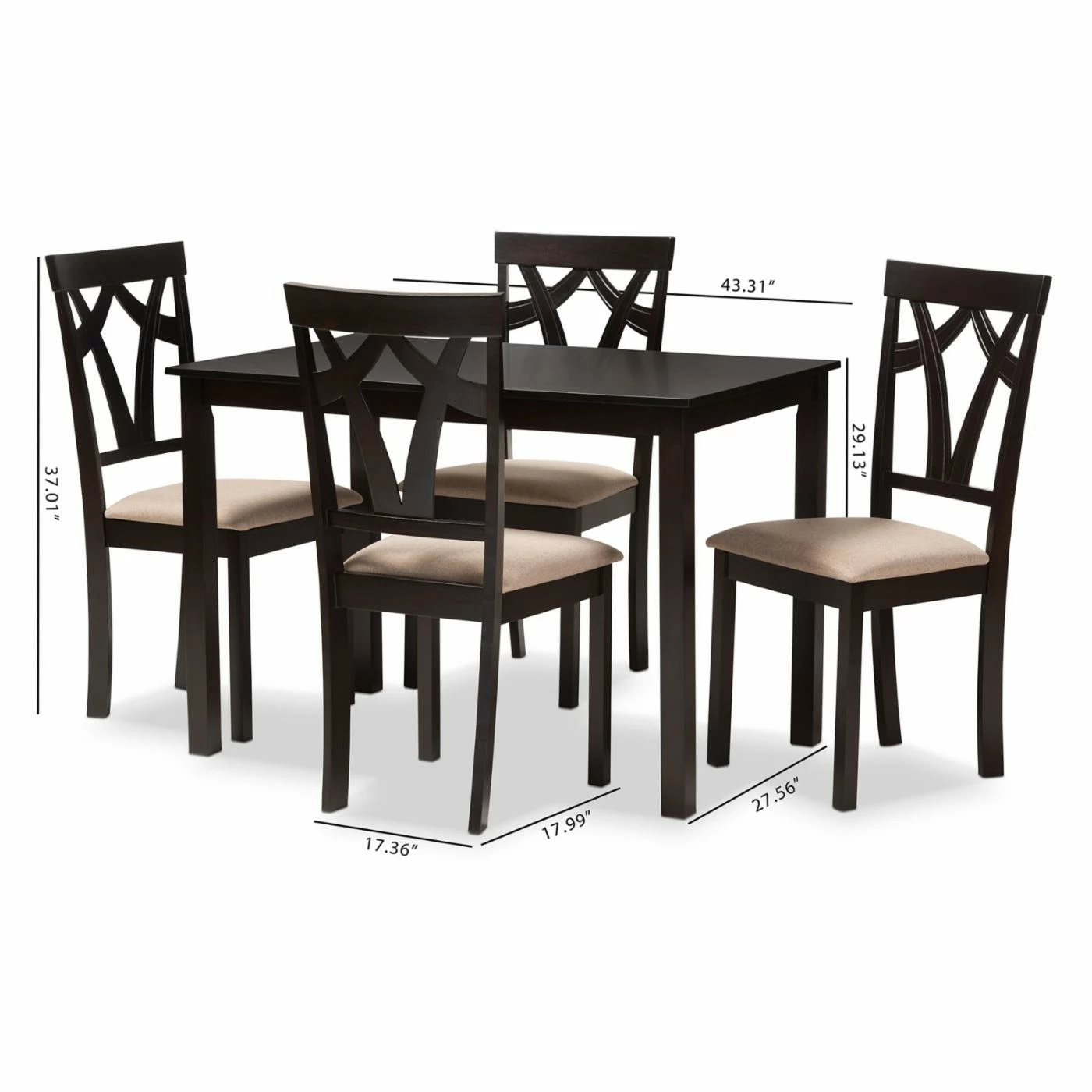 Wholesale π Rectangle Baxton Studio Sylvia 5 Piece Contemporary Dining Set π 6 Wholesale π Rectangle Baxton Studio Sylvia 5 Piece Contemporary Dining Set π - Image 4
