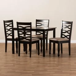 Cheapest 👍 Rectangle Baxton Studio Lanier Upholstered 5 Piece Dining Table Set 🛒 -Kitchen Sales Store detail2WSI4458