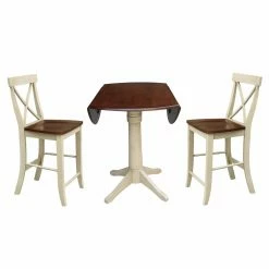 Brand new 💯 Round International Concepts 3 Piece Straight Pedestal Counter Height Dining Set With Drop Leaf 🧨 -Kitchen Sales Store detail2WWI1018