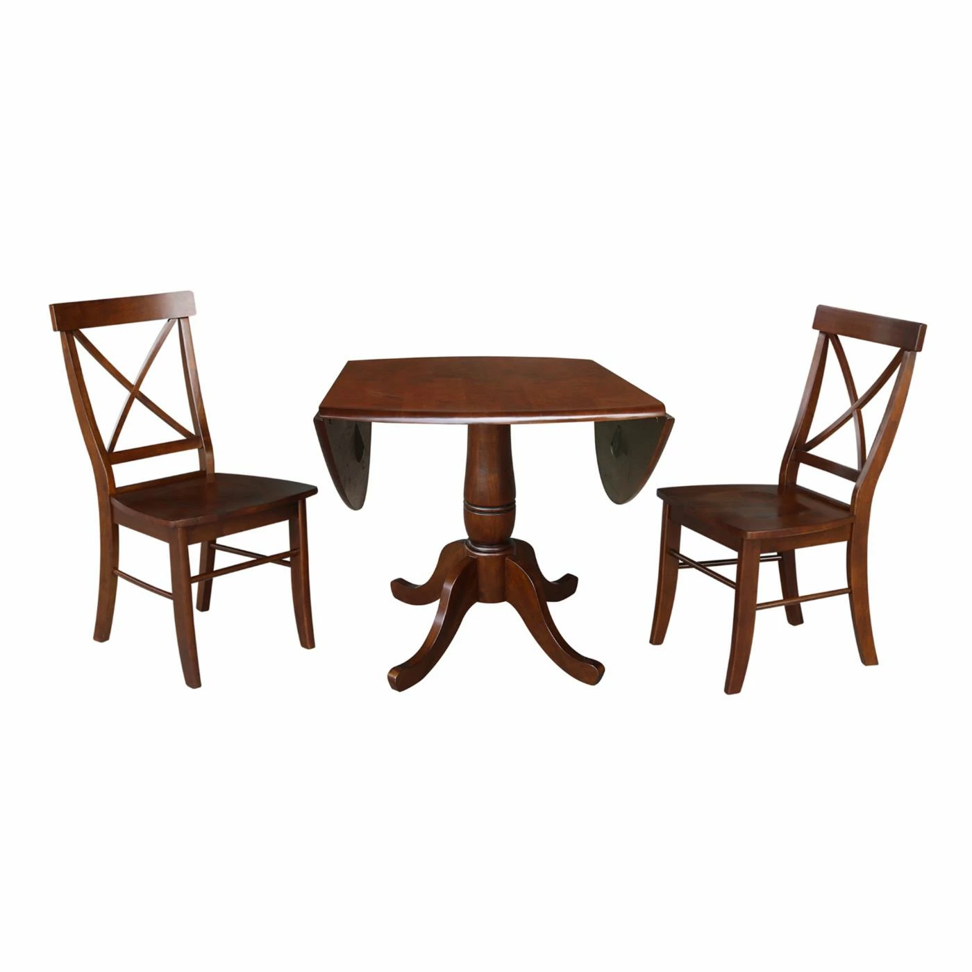 Outlet ✔️ Rectangle International Concepts 3 Piece Round Pedestal Dining Set With Drop Leaf 👏 5 Outlet ✔️ Rectangle International Concepts 3 Piece Round Pedestal Dining Set With Drop Leaf 👏 - Image 3