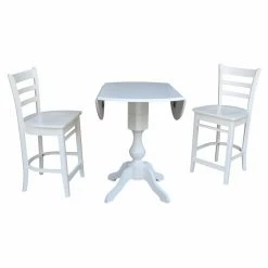 Hot Sale ❤️ International Concepts 3 Piece Round Pedestal Gathering Height Table Set With Drop Leaf Extensions ✨ 7 Hot Sale ❤️ International Concepts 3 Piece Round Pedestal Gathering Height Table Set With Drop Leaf Extensions ✨ -Kitchen Sales Store detail2WWI981