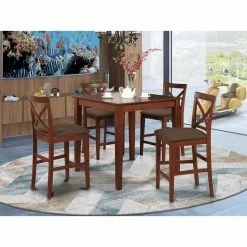 Budget 😀 Square East West Furniture Pub 5 Piece High Cross Dining Table Set 💯 17 Budget 😀 Square East West Furniture Pub 5 Piece High Cross Dining Table Set 💯 -Kitchen Sales Store detail3EASE1215