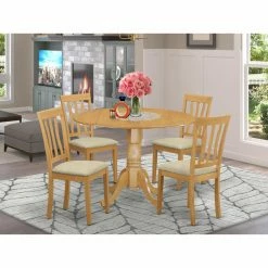 Coupon 🔥 Round East West Furniture 5 Piece Splat Back Drop Leaf Dinette Dining Table Set 👏 -Kitchen Sales Store detail3EASE610