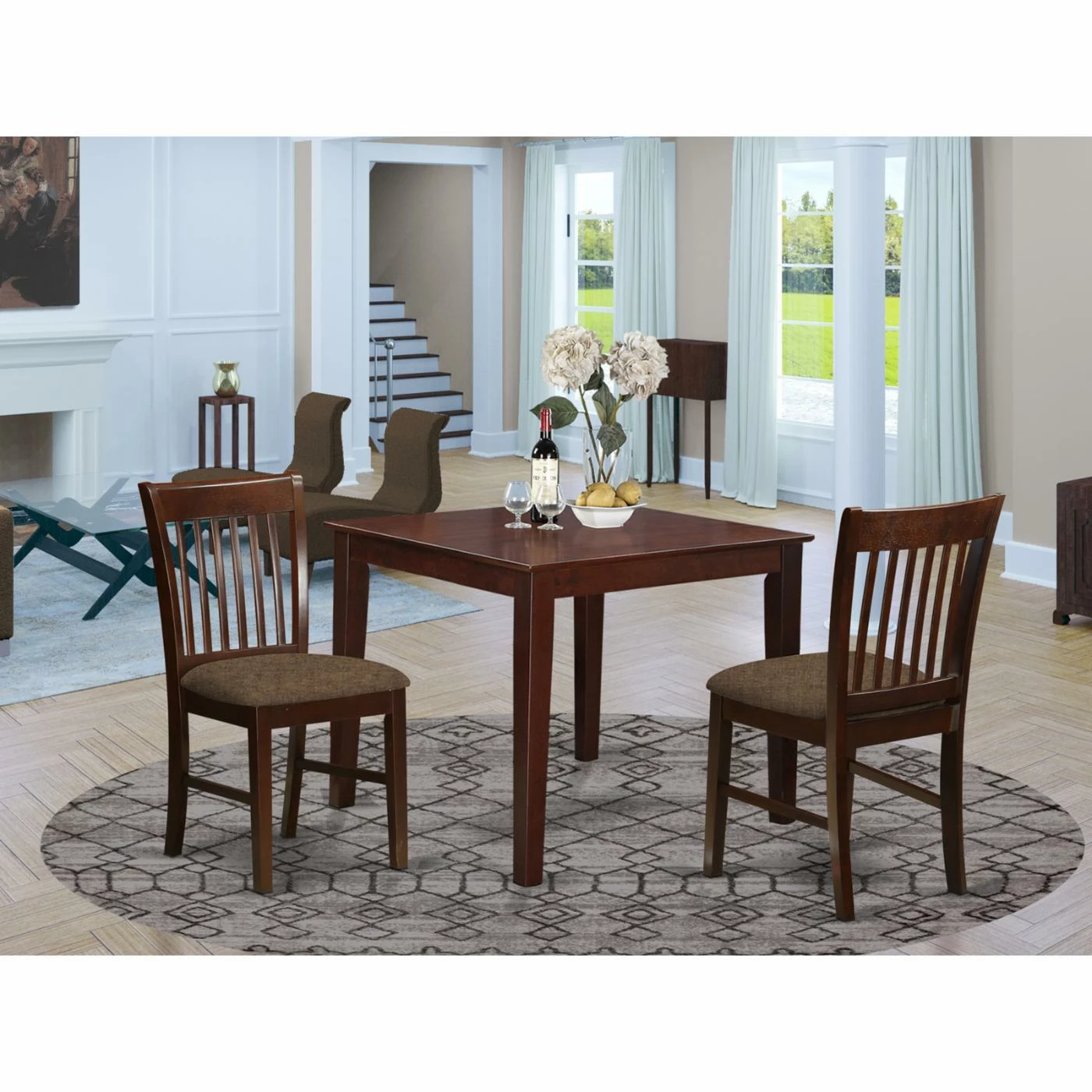 Best Sale 🛒 Square East West Furniture 3 Piece Slat Back Breakfast Nook Dining Table Set 👏 8 Best Sale 🛒 Square East West Furniture 3 Piece Slat Back Breakfast Nook Dining Table Set 👏 - Image 6