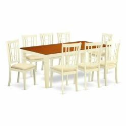 Promo 💯 Rectangle East West Furniture Logan 9 Piece Windowpane Dining Table Set 🔔 -Kitchen Sales Store detail3EASE768