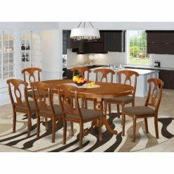 Flash Sale 👏 Oval East West Furniture Plainville 9 Piece Keyhole Dining Table Set 👍 -Kitchen Sales Store detail3EASE942