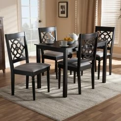 Promo 🥰 Rectangle Baxton Studio Renaud 5 Piece Dining Table Set ✨ -Kitchen Sales Store detail3WSI4569