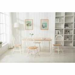 Best deal 🥰 Rectangle Boraam Farmhouse 5 Piece Dining Table Set - White / Natural 🎁 -Kitchen Sales Store detail4BOR354