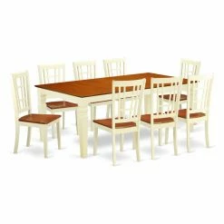 Promo 💯 Rectangle East West Furniture Logan 9 Piece Windowpane Dining Table Set 🔔 -Kitchen Sales Store detail4EASE768