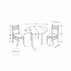 Best reviews of ✔️ Monarch Specialties 3 Piece Dining Set Wood-Look Round Drop-Leaf Dining Table With 2 Chairs, Dark Taupe 👏 -Kitchen Sales Store detail4LRG925