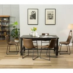 Cheapest ✨ Rectangle Roundhill Furniture Lotusville 7 Piece Wooden Dining Table Set 🤩 -Kitchen Sales Store detail4ROUN291 1