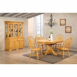 Wholesale 👍 Round Sunset Trading 7 Piece Dining Table Set With China Cabinet 🔔 -Kitchen Sales Store detail4SET973