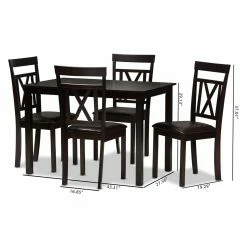 Deals 🛒 Rectangle Baxton Studio Rosie 5 Piece Rectangular Dining Set 👍 -Kitchen Sales Store detail4WSI3771