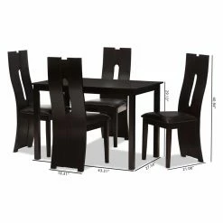 Outlet ❤️ Rectangle Baxton Studio Alani 5 Piece Rectangular Dining Set 🥰 -Kitchen Sales Store detail4WSI3775