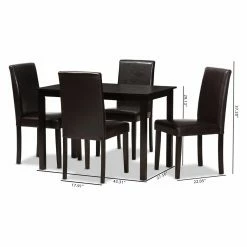 Budget 🤩 Rectangle Baxton Studio Mia 5 Piece Rectangular Dining Set ✨ -Kitchen Sales Store detail4WSI3778