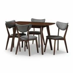 New 🛒 Rectangle Baxton Studio Hadrea 5 Piece Rectangular Dining Table Set ❤️ -Kitchen Sales Store detail4WSI3944