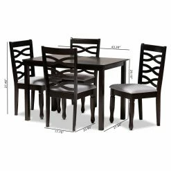 Cheapest 👍 Rectangle Baxton Studio Lanier Upholstered 5 Piece Dining Table Set 🛒 -Kitchen Sales Store detail4WSI4458
