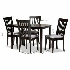 New 🎁 Rectangle Baxton Studio Minette Upholstered 5 Piece Dining Table Set 🥰 -Kitchen Sales Store detail5WSI4454