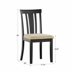 Budget 😍 Homelegance Tibalt 7 Piece Rectangle Black Dining Table Set - 60 In. With 6 Slat Back Chairs 😀 -Kitchen Sales Store detail6HME2080