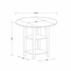 Discount ✨ Round East West Furniture Sudbury 5 Piece Double Drop Leaf Dining Table Set With Slat Back Chairs 🛒 -Kitchen Sales Store detail7EASE1463