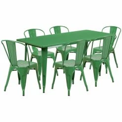 Wholesale 😉 Rectangle Flash Furniture 31.5 X 63 In. Rectangular Metal Indoor-Outdoor Table Set With 6 Stack Chairs 🔥 -Kitchen Sales Store detail7FLSH1247