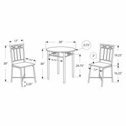 Cheapest ⌛ Monarch Specialties Duncan 3 Piece Round Dining Table Set 🔥 -Kitchen Sales Store detail7MON1279