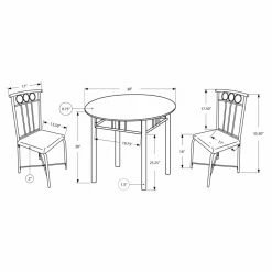 Discount 🛒 Monarch Specialties 3 Piece Round Dining Table Set 👍 -Kitchen Sales Store detail7MON1451