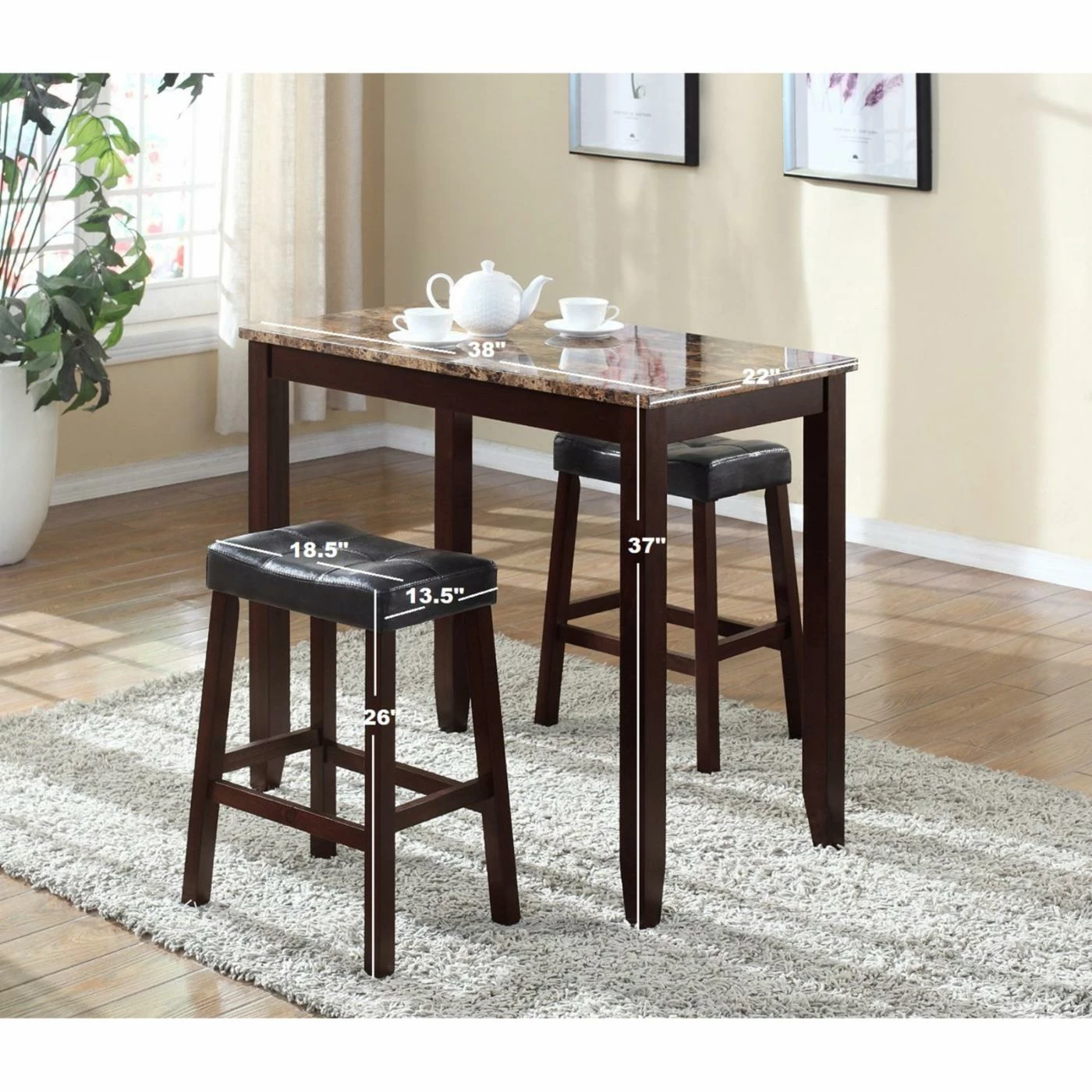 Best Sale ๐ฏ Rectangle Roundhill Furniture 3 Piece Counter Height Breakfast Table Set โ๏ธ 7 Best Sale ๐ฏ Rectangle Roundhill Furniture 3 Piece Counter Height Breakfast Table Set โ๏ธ - Image 5