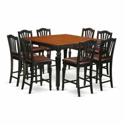 Brand new 😍 Square East West Furniture Chelsea 9 Piece High Splat Dining Table Set 👏 -Kitchen Sales Store detailEASE1140