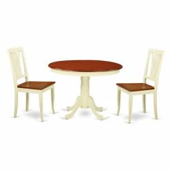 Flash Sale ⭐ Round East West Furniture Hartland 3 Piece Lath Back Dining Table Set 🤩 -Kitchen Sales Store detailEASE699