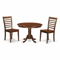 Promo 🎉 Round East West Furniture Hartland 3 Piece Straight Ladderback Dining Table Set 😀 -Kitchen Sales Store detailEASE716