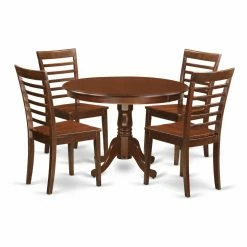 Buy 🛒 Round East West Furniture Hartland 5 Piece Straight Ladderback Dining Table Set 💯 -Kitchen Sales Store detailEASE717