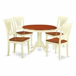 Hot Sale 😀 Round East West Furniture Hartland 5 Piece Empire Dining Table Set ✨ -Kitchen Sales Store detailEASE725