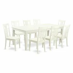 New ✨ Rectangle East West Furniture Logan 9 Piece Latticeback Dining Table Set 🎉 -Kitchen Sales Store detailEASE765