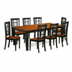 Promo 💯 Rectangle East West Furniture Logan 9 Piece Windowpane Dining Table Set 🔔 -Kitchen Sales Store detailEASE768