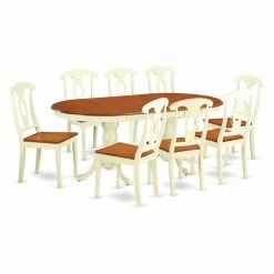 Flash Sale 👏 Oval East West Furniture Plainville 9 Piece Keyhole Dining Table Set 👍 -Kitchen Sales Store detailEASE942