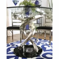 Best Pirce ⭐ Round Furniture Of America Sparling 5 Piece Dining Table Set With Spiraling Base 🧨 -Kitchen Sales Store detailENLB1904