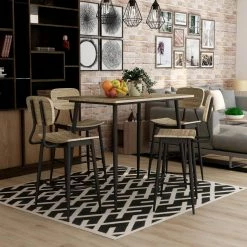 Promo ⌛ Rectangle Furniture Of America Vivaldi 5-Piece Counter Height Table Set - Gray 🥰 -Kitchen Sales Store detailENLB5420