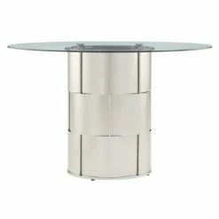 Cheap 😉 Chelsea Lane Round Weston Home Glass Top Barrel 5 Piece Dining Table Set With Chevron Chairs 🔔 -Kitchen Sales Store detailHME2900