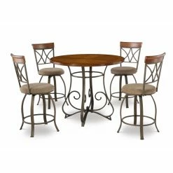 Outlet π Round Powell Hamilton 5-Piece Counter Height Dining Set - Brushed Faux Medium Cherry And Matte Pewter And Bronze β€οΈ 7 Outlet π Round Powell Hamilton 5-Piece Counter Height Dining Set - Brushed Faux Medium Cherry And Matte Pewter And Bronze β€οΈ -Kitchen Sales Store detailPO2811