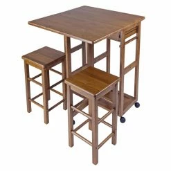 Budget 💯 Square Winsome Space Saver 3 Piece Small Table With 2 Nesting Stools ✔️ -Kitchen Sales Store detailWI418